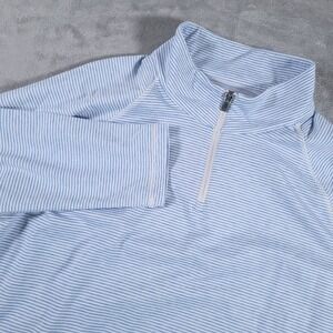 Faherty Movement Quarter Zip Mens 2XL XXL Blue White Striped 1/4 Zip Performance